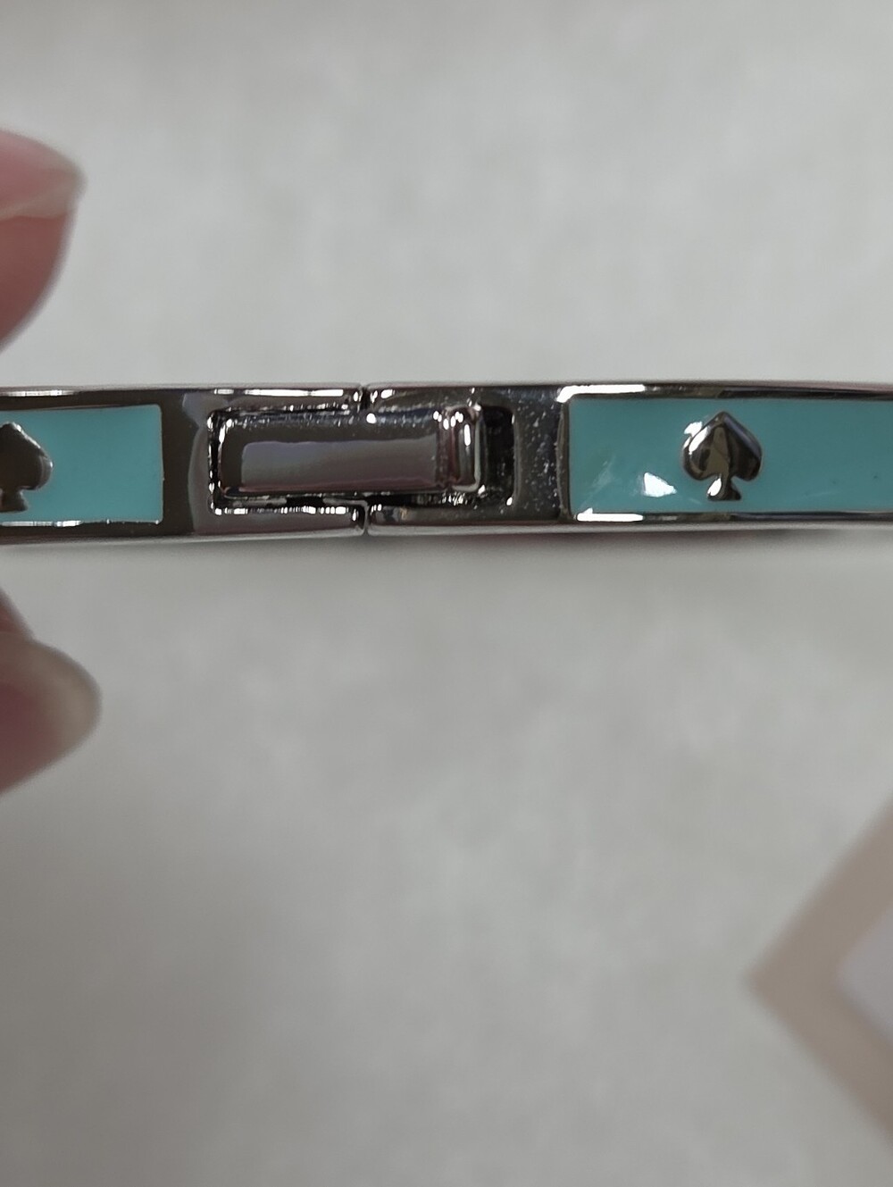 Kate Spade Blue Glow Spot The Spade Enamel Hinged Bangle - Picture 9 of 9